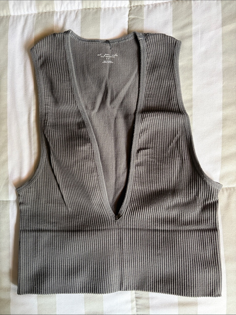 Urban Outfitters Charcoal Ribbed Cropped Tank